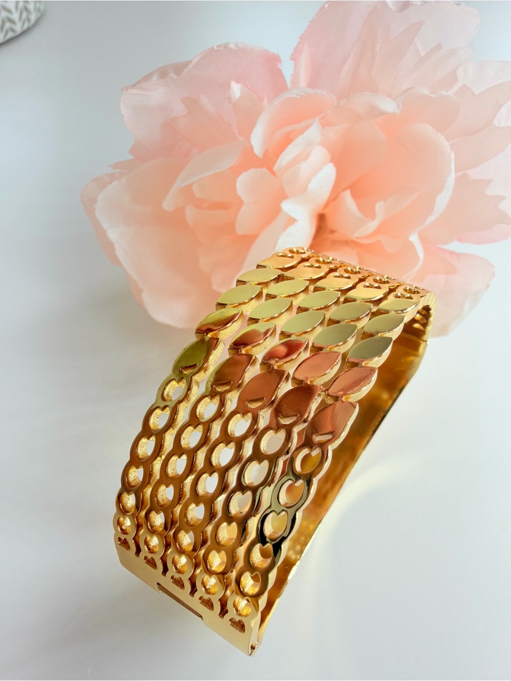 Gold Tone Wide Link Cuff Bracelet - Women Jewelry
